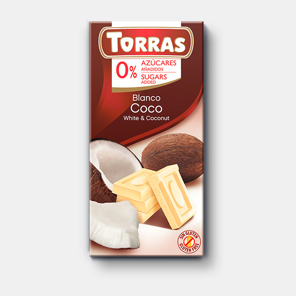 Шоколад Torras, White Chocolate with Coconut, 75г